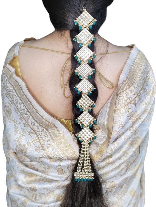 Diamond shape  bridal wedding prandaa choti - Image 11